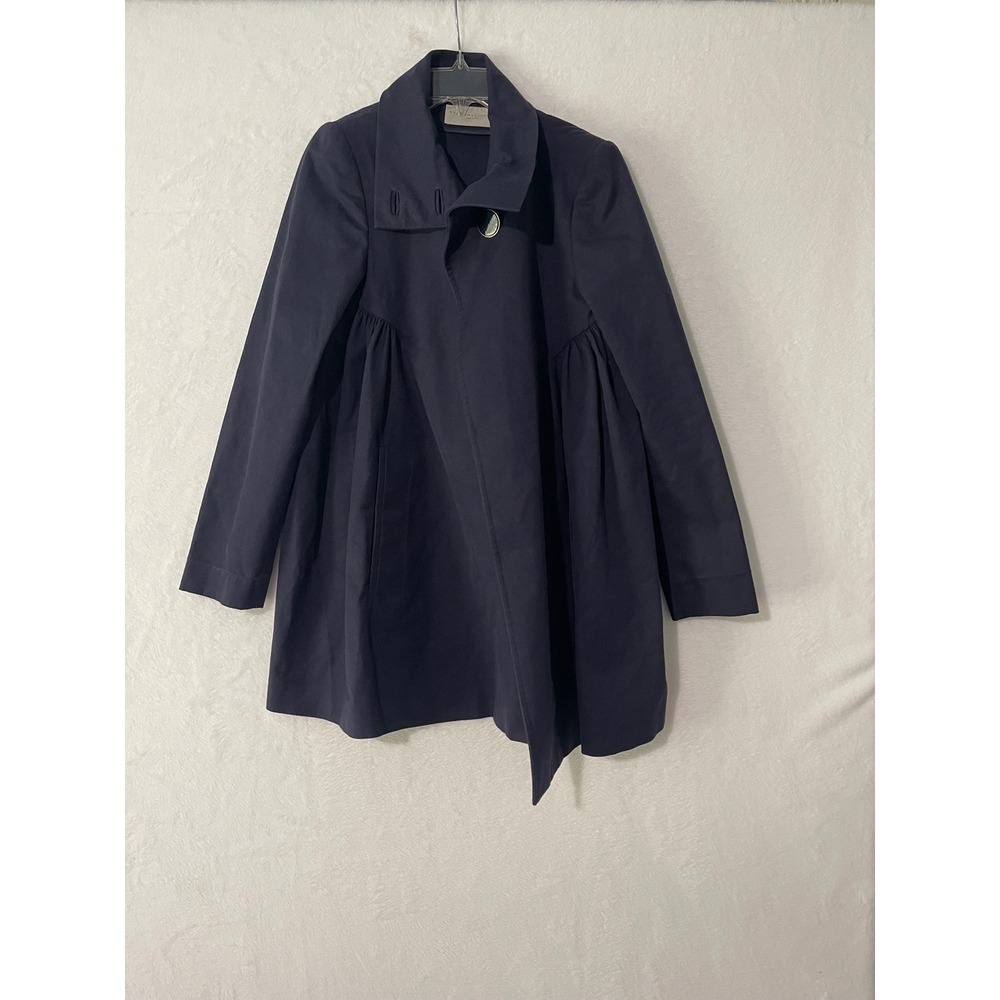 Stella McCartney Navy Blue Cotton Funnel Neck Babydoll Pleated Jacket Size IT 42